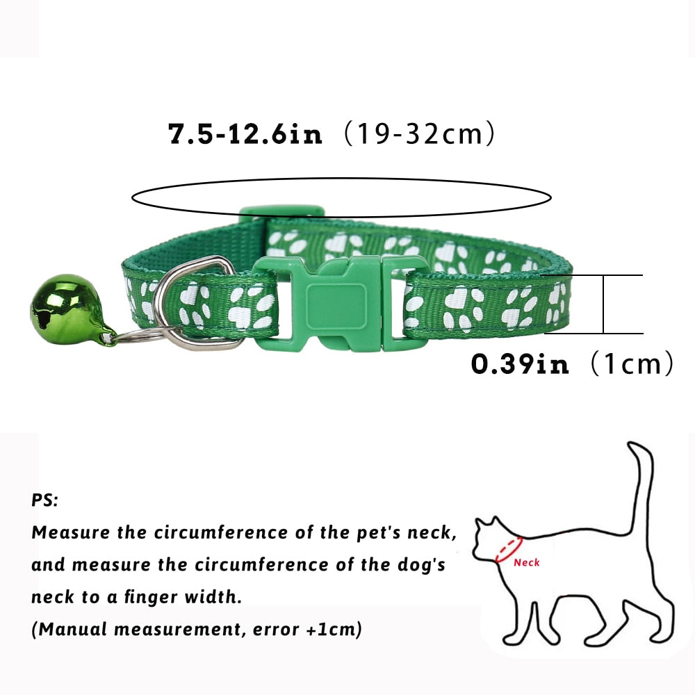 Pet Collar With Bell Cartoon Footprint