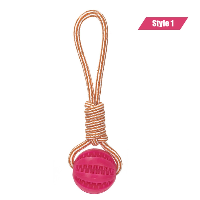 Dog Toys Treat Balls Interactive Hemp Rope Rubber Leaking Balls for Small Dogs Chewing Bite Resistant Toys Pet Tooth Cleaning