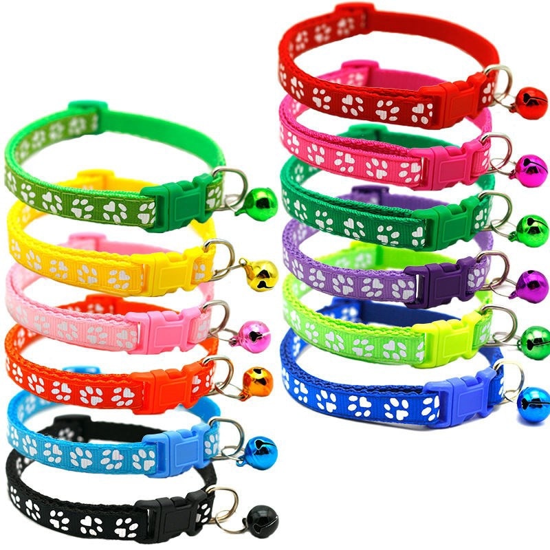 Pet Collar With Bell Cartoon Footprint