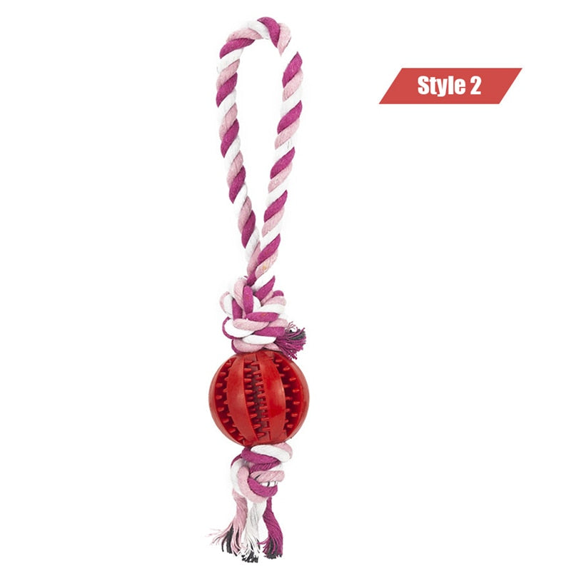 Dog Toys Treat Balls Interactive Hemp Rope Rubber Leaking Balls for Small Dogs Chewing Bite Resistant Toys Pet Tooth Cleaning