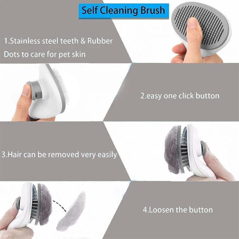 Hair Remover Brush Dog / Cat Non-slip Beauty Brush Dog Grooming Equipment Pets Stainless Steel For Dogs Pet Hair Removal Comb