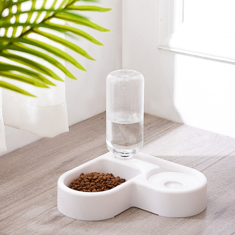 Space-Saving Corner Pet Feeder & Automatic Water Bowl for Dogs and Cats