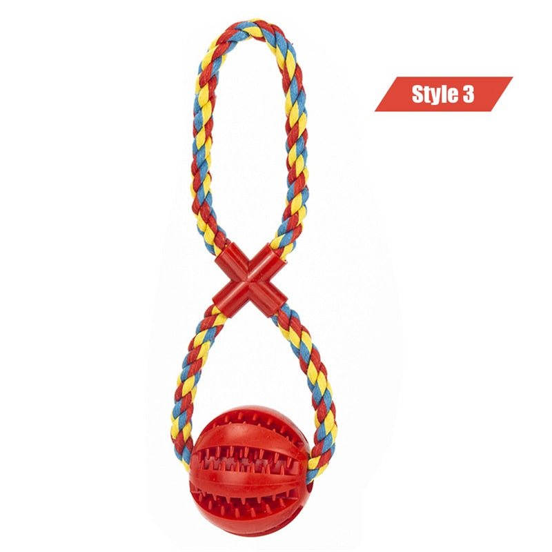 Dog Toys Treat Balls Interactive Hemp Rope Rubber Leaking Balls for Small Dogs Chewing Bite Resistant Toys Pet Tooth Cleaning