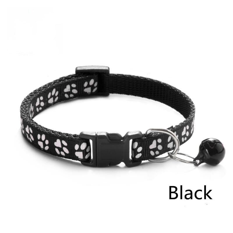 Pet Collar With Bell Cartoon Footprint