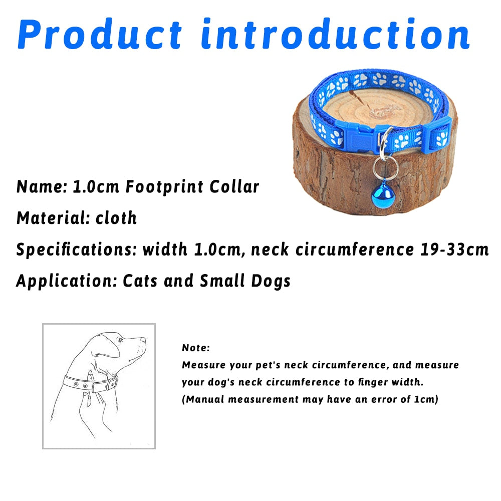 Pet Collar With Bell Cartoon Footprint