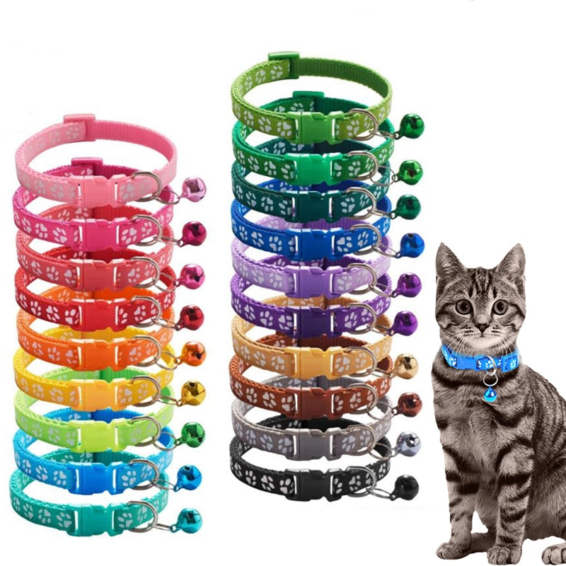 Pet Collar With Bell Cartoon Footprint